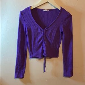 Purple V-Neck Long Sleeve